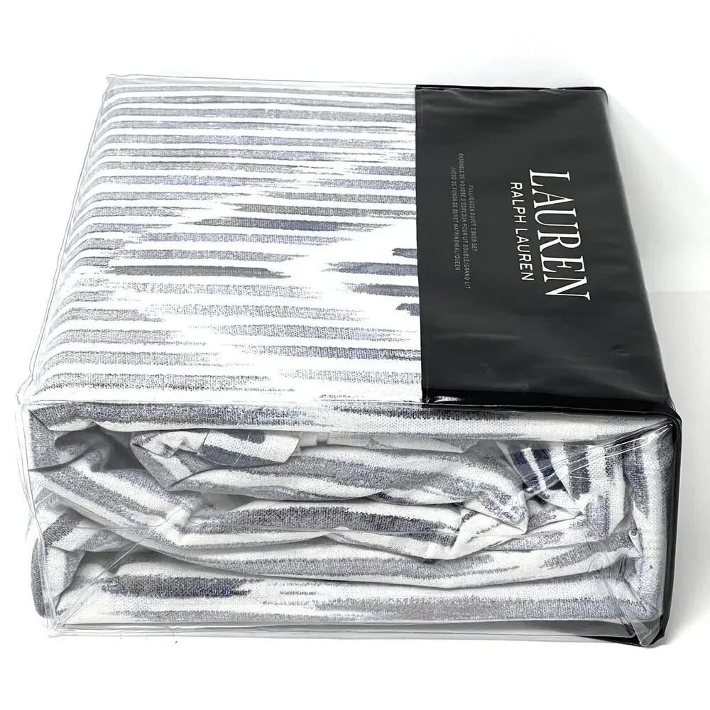 Ralph Lauren Austin Diamond Full/Queen Duvet Cover Set 2 Shams Grey Blue NIP